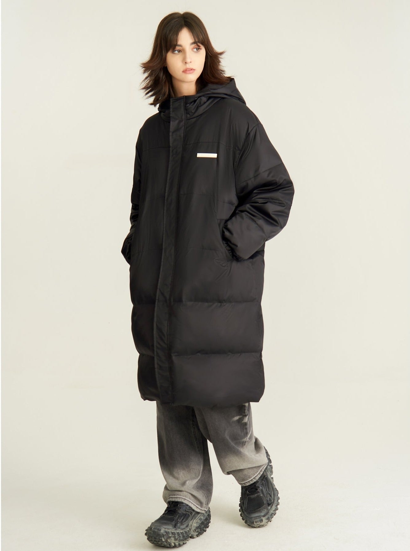 LONG HOODED COUPLE DOWN JACKET