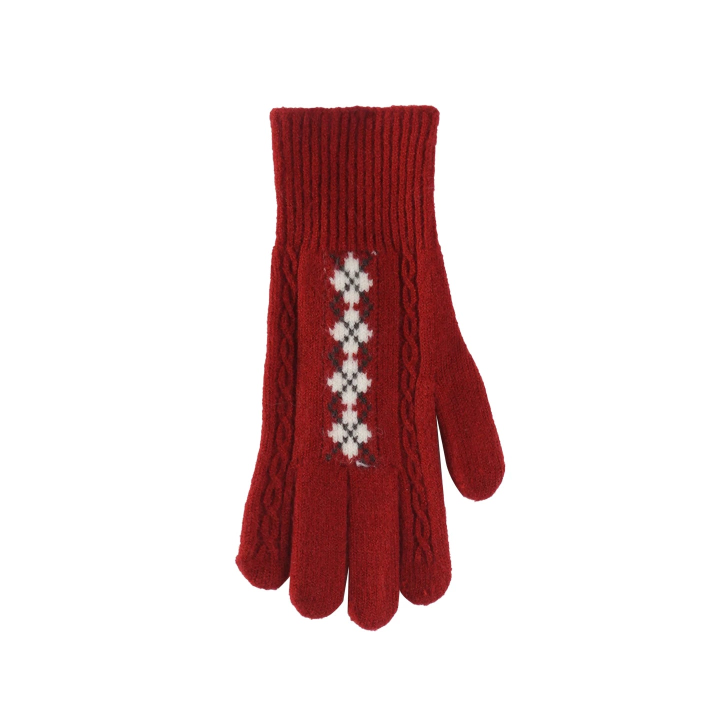 Fair Isle Wool Knit Gloves