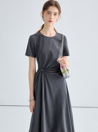 Waist Pinch Pleats T-Shirt Dress