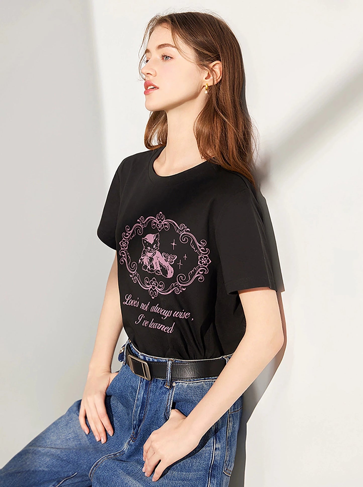 Kurzärmeliges Body Print Top