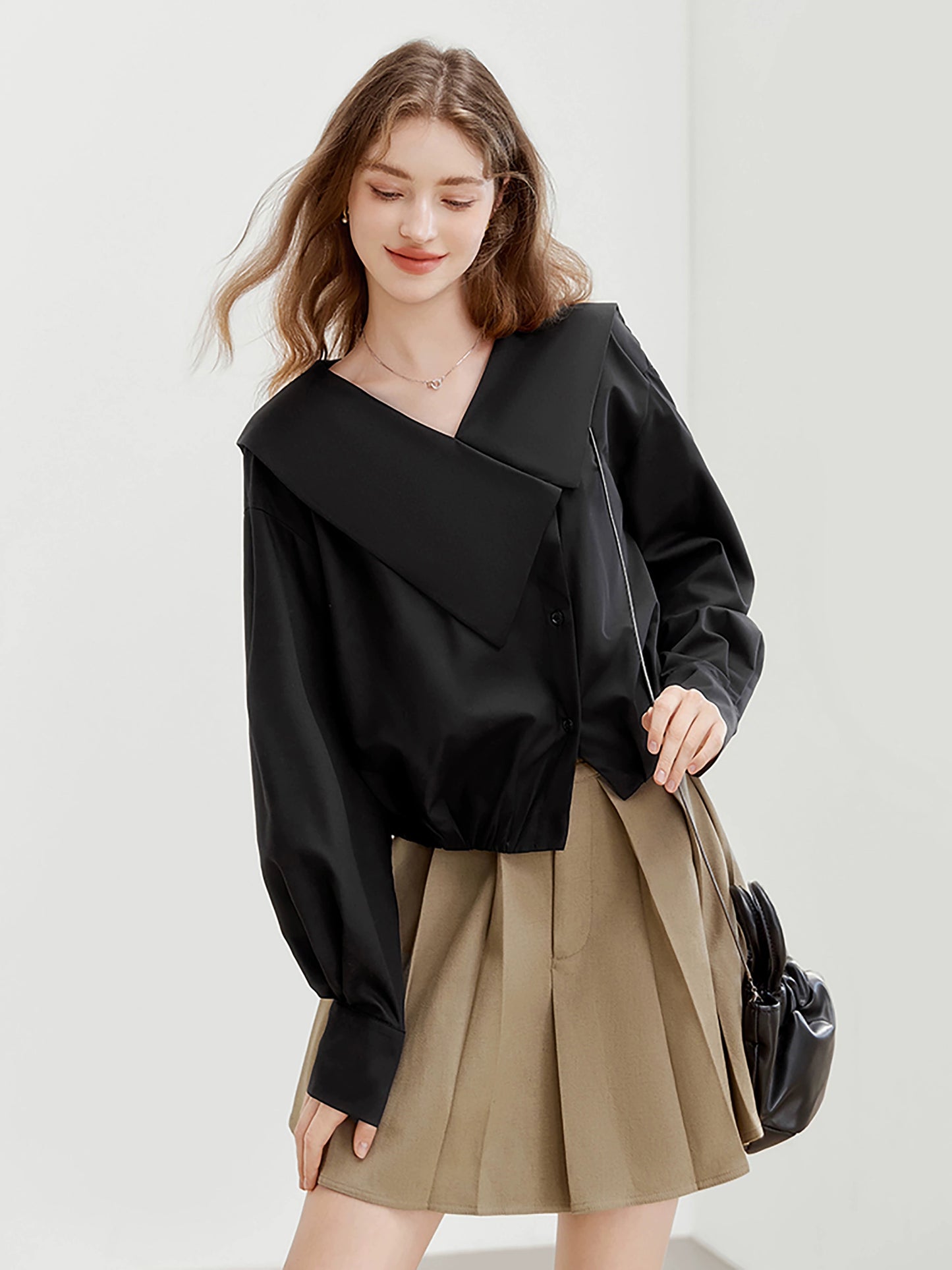 French Irregular Lapel Shirt