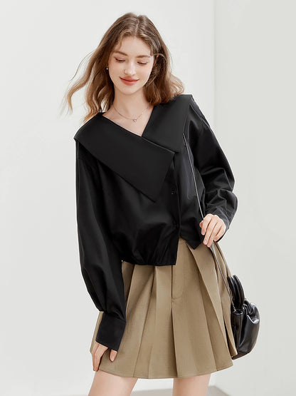 French Irregular Lapel Shirt