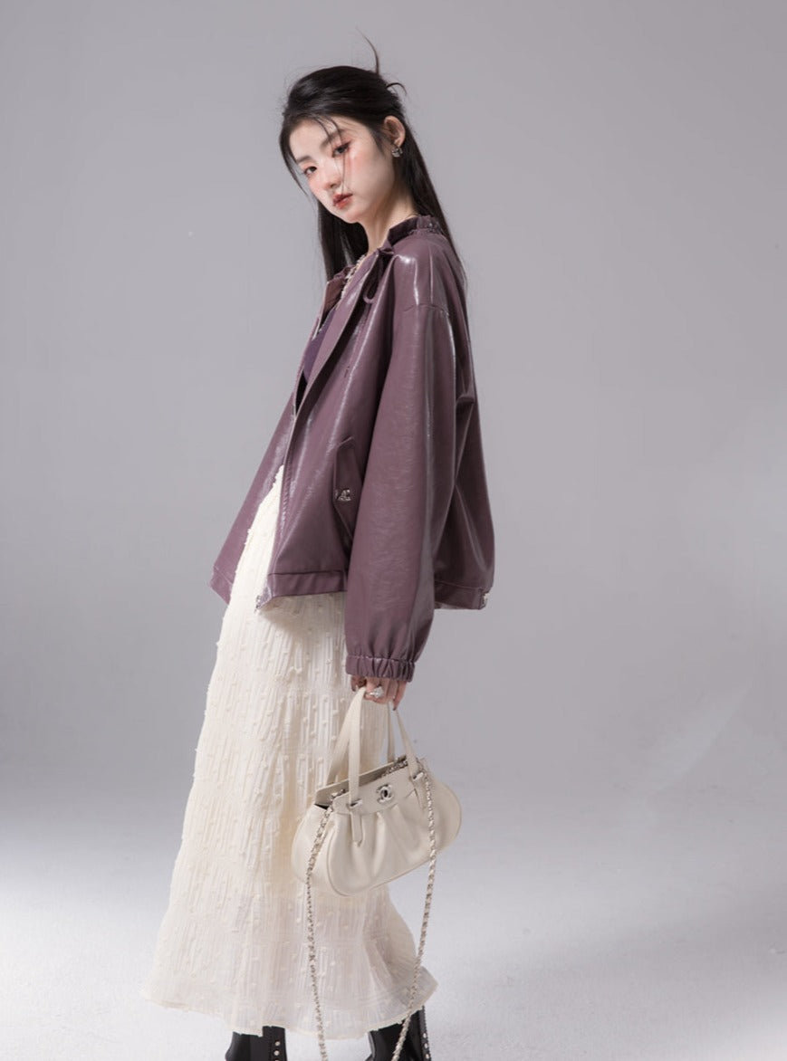 Ambience drawstring leather jacket