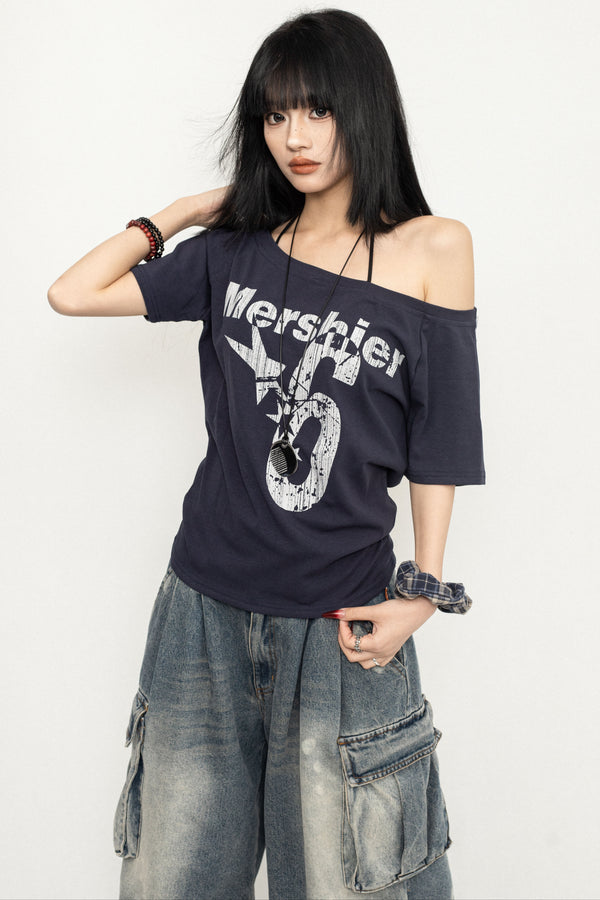 Retro Chic One-Shoulder Spicy Top