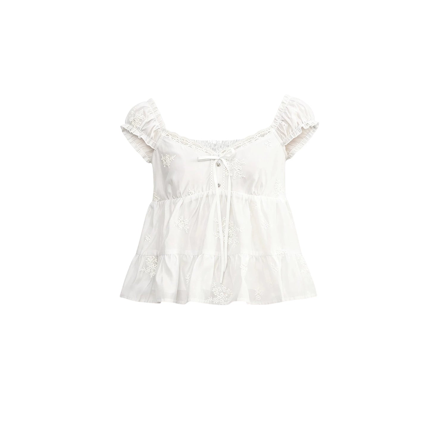 French Lace Embroidered Blouse