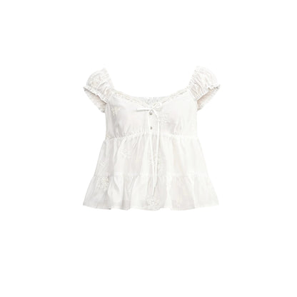 French Lace Embroidered Blouse