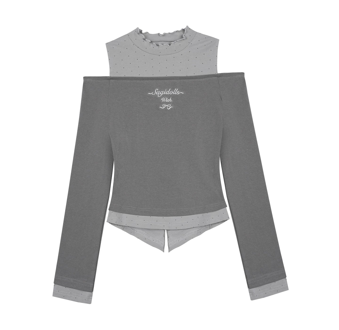 Gray-Purple Bowknot Off-Shoulder Top