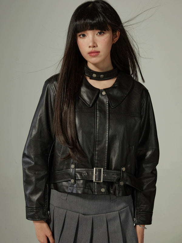 Black leather jacket
