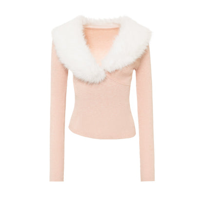 Velvet Peach Knit Sweater Set-Up