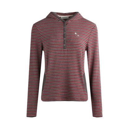 Striped Hooded Color-Block Top