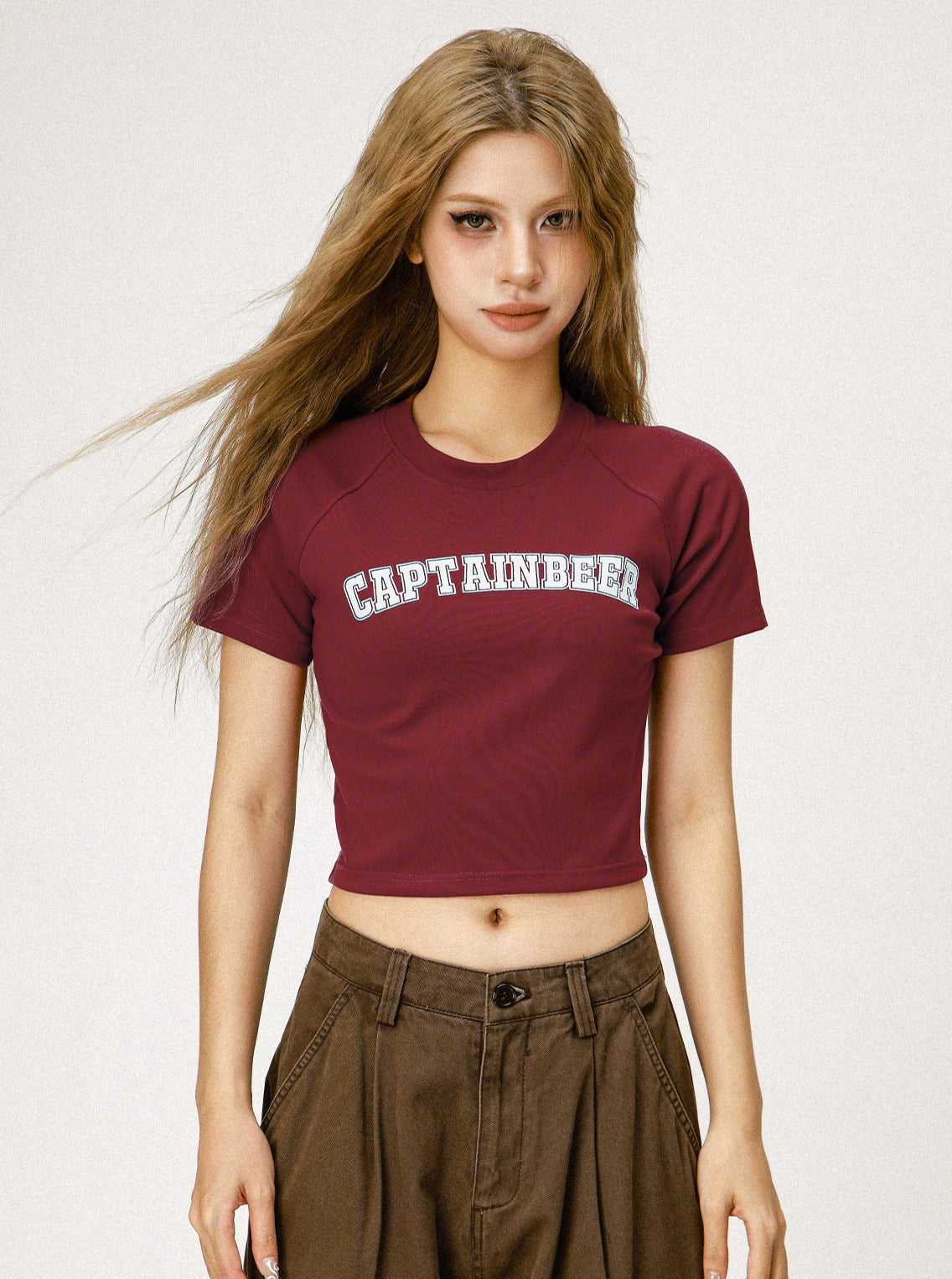 American Retro Slim Fit Cropped Red T-Shirt