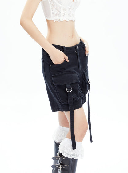 Hollow Short T-shirt Denim Capris Set-up