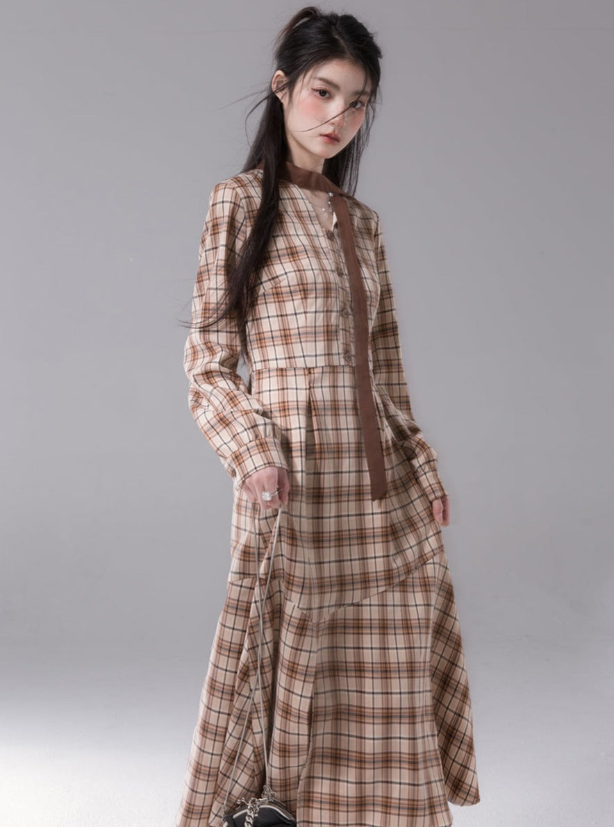 Checked Fishtail -Kleid