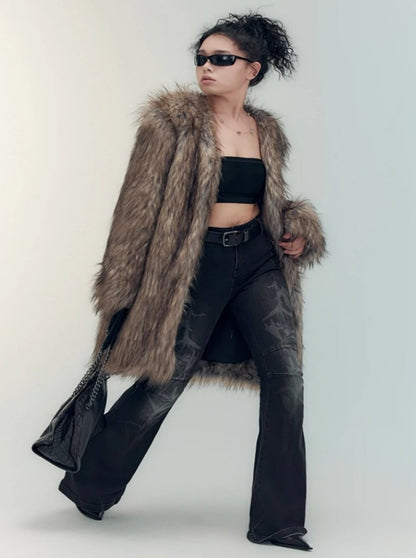 Reversible trench fur coat