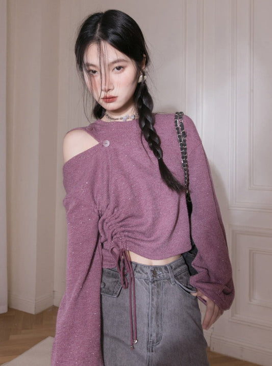 Knitted Drawstring Sweater