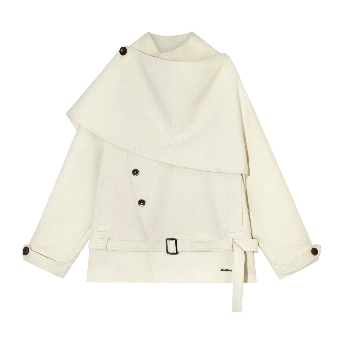 Wool Blend Shawl Collar Coat