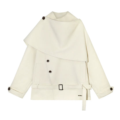 Wool Blend Shawl Collar Coat