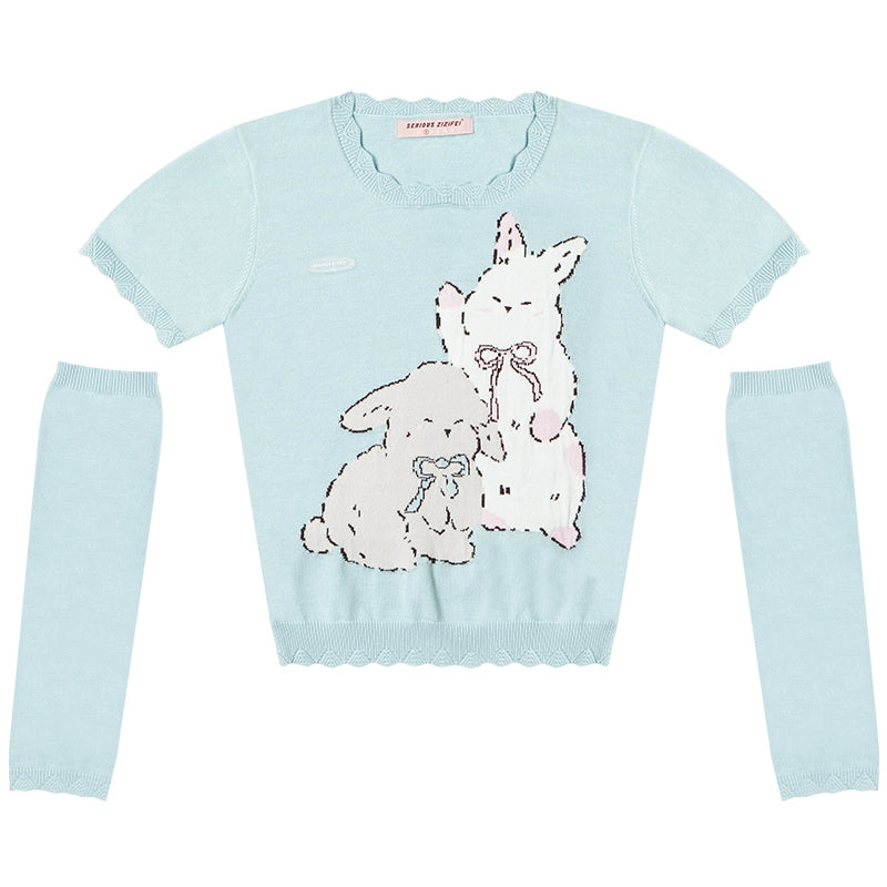 Bunny Design Knit T-Shirt