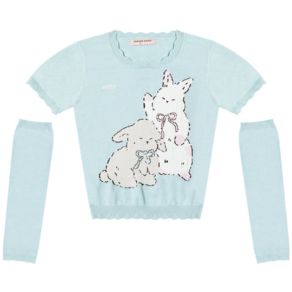 Bunny Design Knit T-Shirt