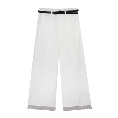 Plaid Patchwork High-Waisted Pants