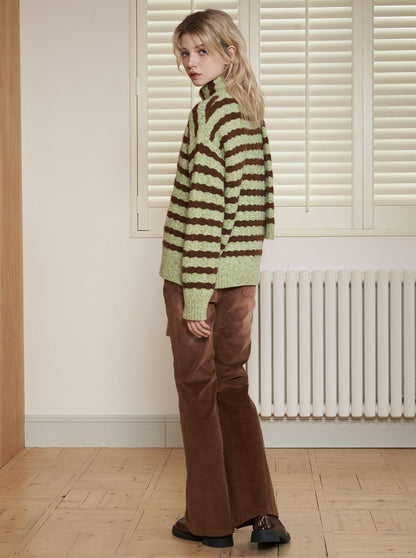 Retro Green Wavy gestreifte Pullover