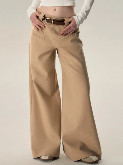 Vintage Loose Wool Low Rise Casual Pants