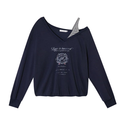 Asymmetrical Striped Patchwork Sweatshirt Set-Up