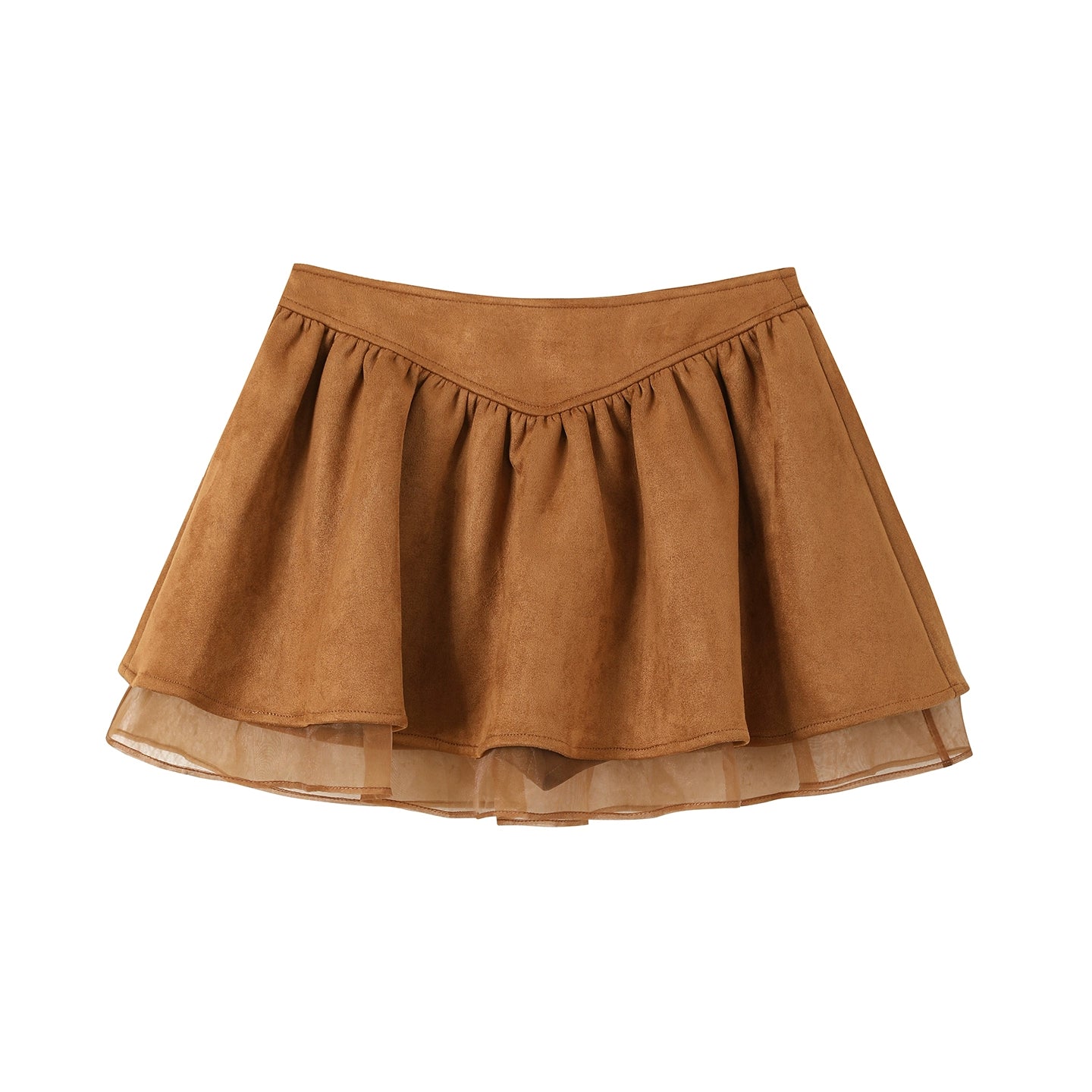 Suede Flower Bud Puffy Skirt