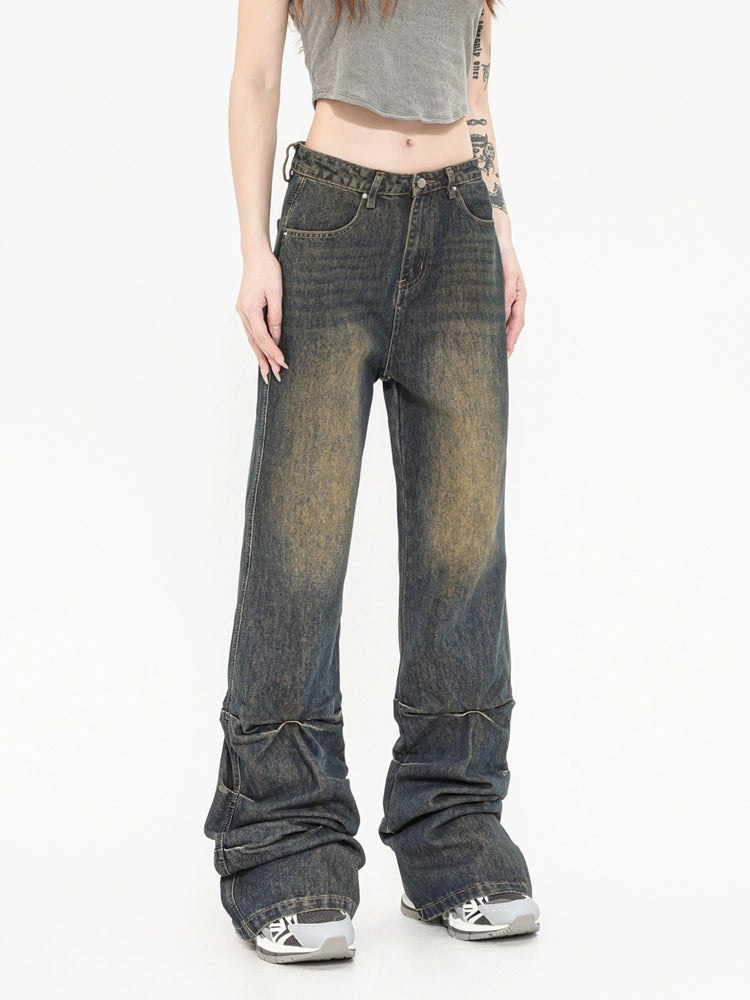 Niche Design Flared Jeans Pants