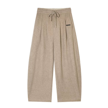 Velvet-Feel Curved-Leg Pants