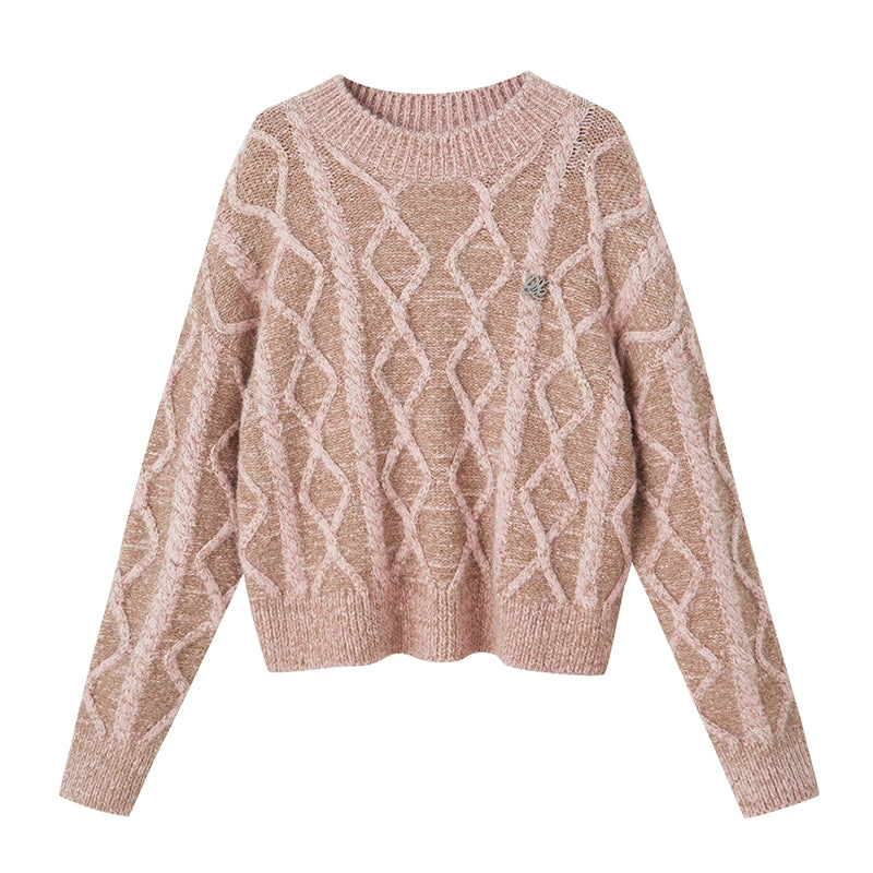 Geometric Knitted Crew Neck Top