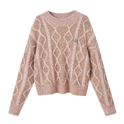 Geometric Knitted Crew Neck Top