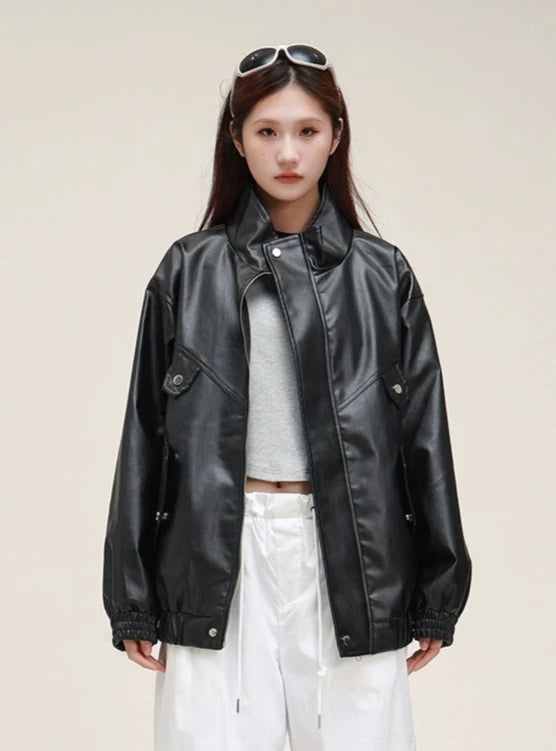 American Retro Loose Biker Leather Jacket