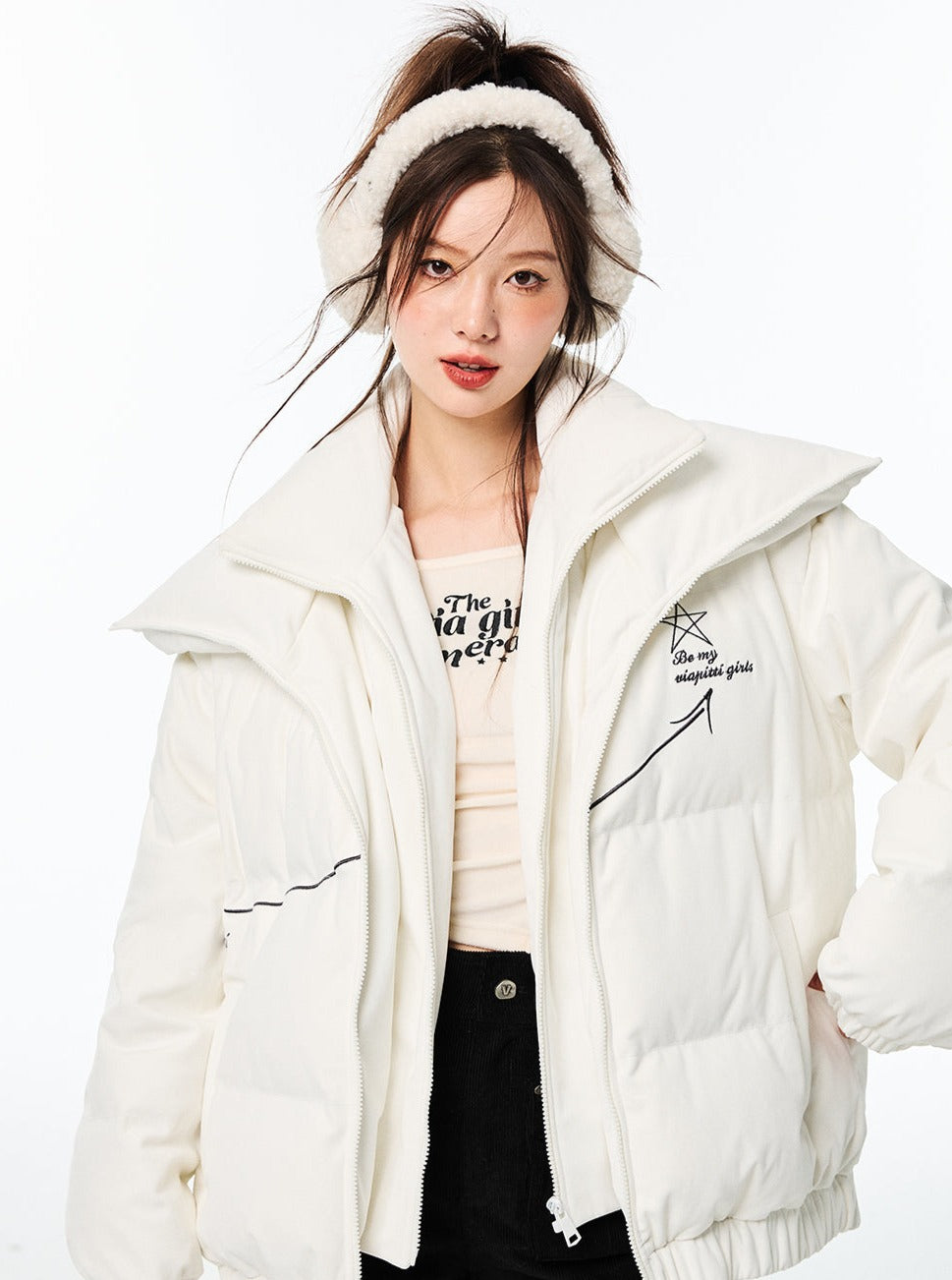 double-layered high-neck down jacket