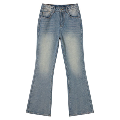 Retro V-Shaped High-Waisted Slim Jeans