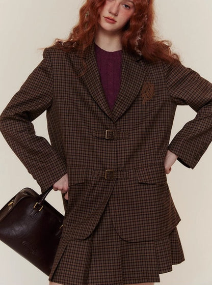 American Retro College Gürtelschnalle Brown Blazer Sets