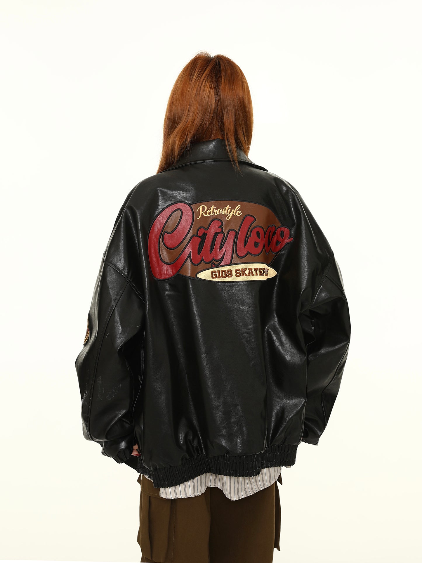 American vintage embroidery biker jacket