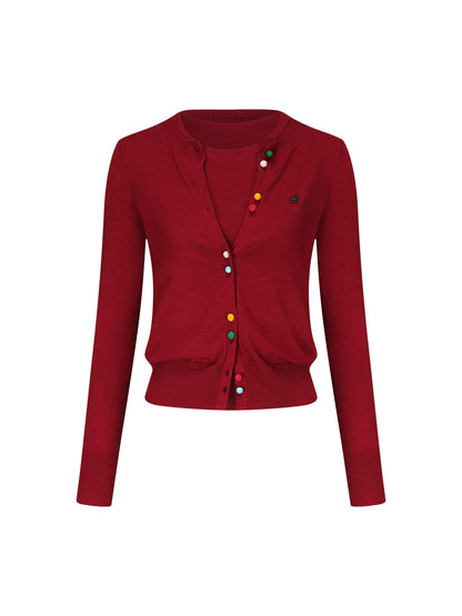 Colorful Knit Cardigan Set