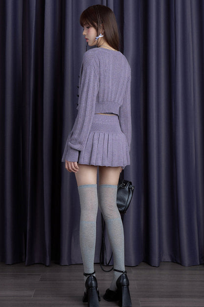 Gray & Purple Lamb Fleece Skirt Set-Up