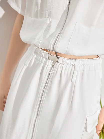 Summer White Shirt Skirt Set