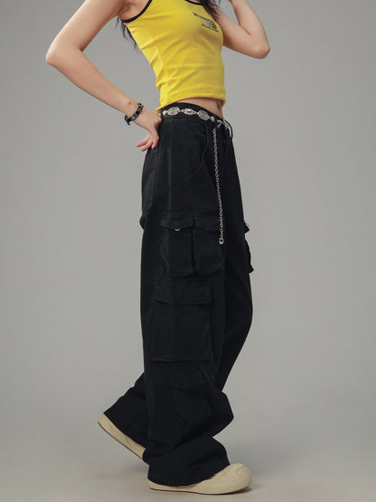 Vintage Distressed Pocket Cargo Pants