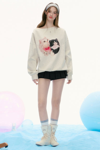 Retro Loose Round Neck Sweatshirt