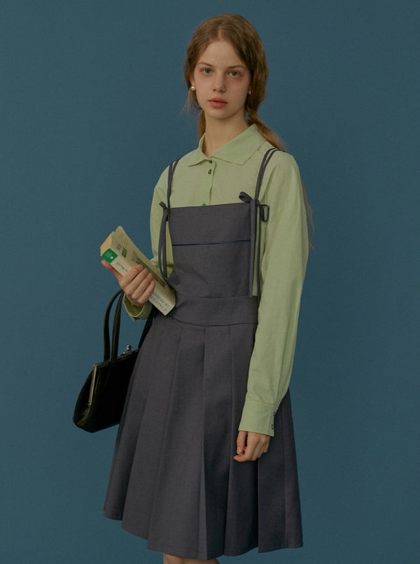 RETRO SLEEVELESS PLEATED STRAP DRESS