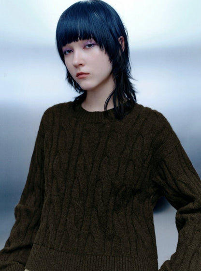 Fake Two Cable Knit Sweater