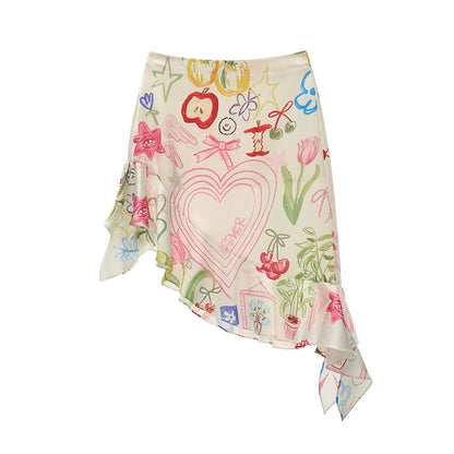 Seaside Graffiti Bustier Skirt Corset Set-Up