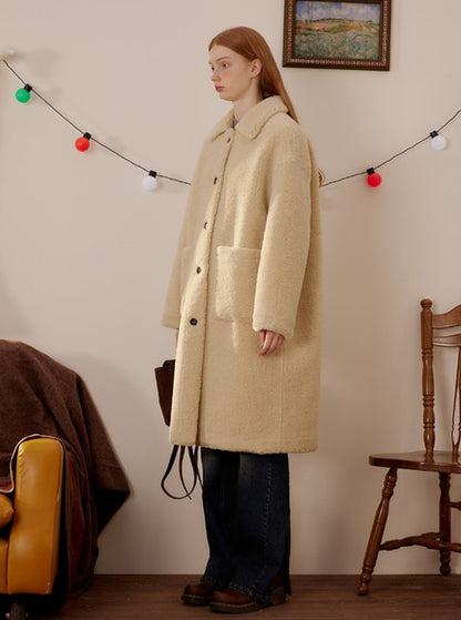 LAMB FUR SUEDE COMPOSITE LAPEL COAT