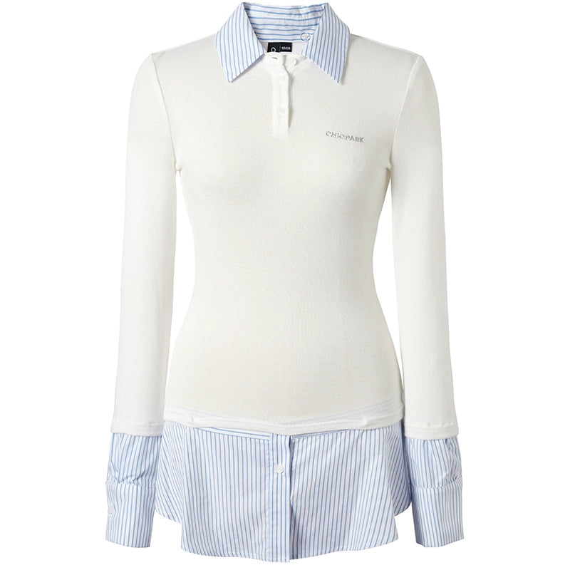 Fake Two-Piece Preppy Knit Sweater