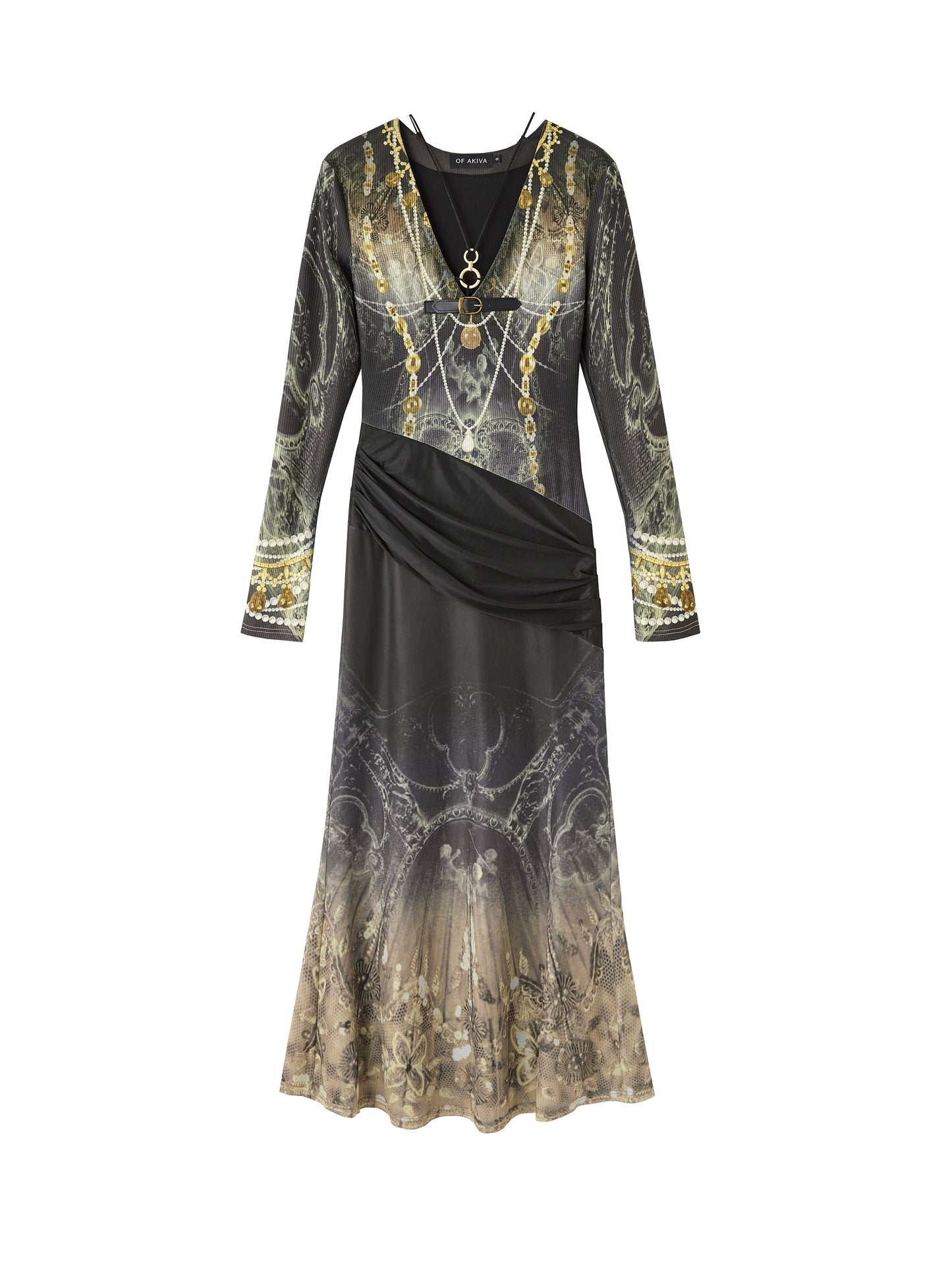 Atmospheric Printed V-Neck Dress