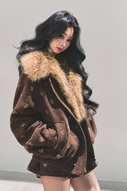 Maillard Wool Jacket With Skirt Set-Up