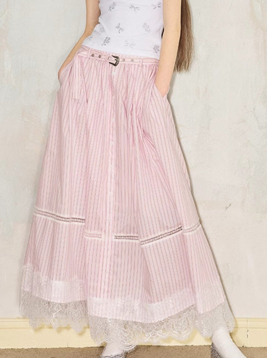 Vintage Striped Lace Skirt